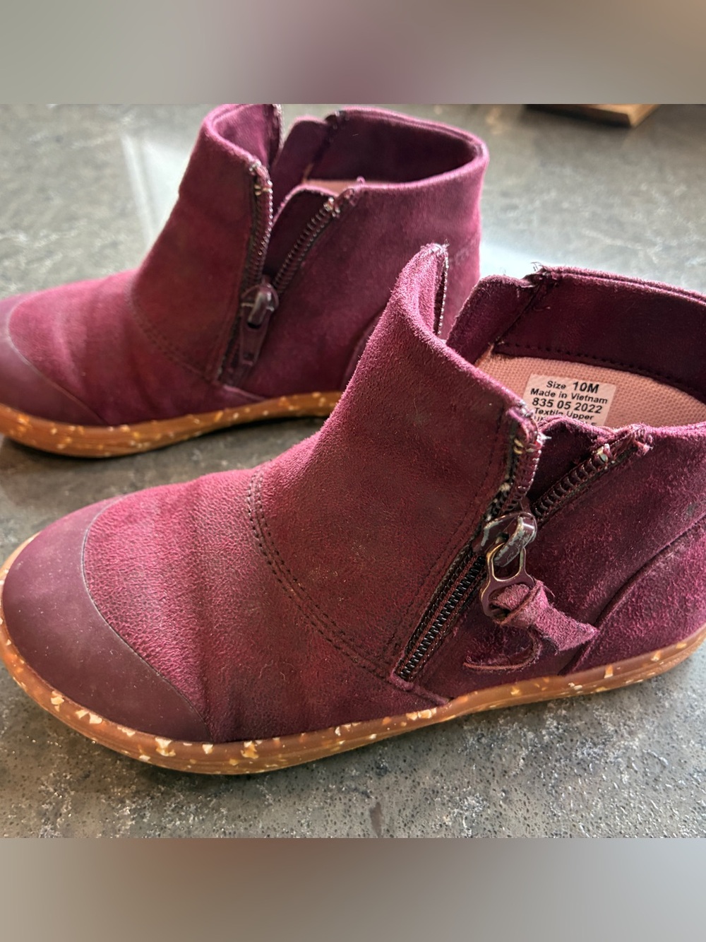 Livie & Luca shoes | Burgundy Double Zip-Front girls Ankle Boots 10T